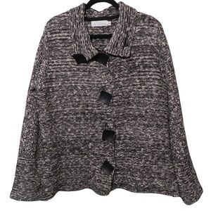 Heather‎ Gray Knit Cardigan Button Up Cozy Cottagecore Anthropologie Willow Lg